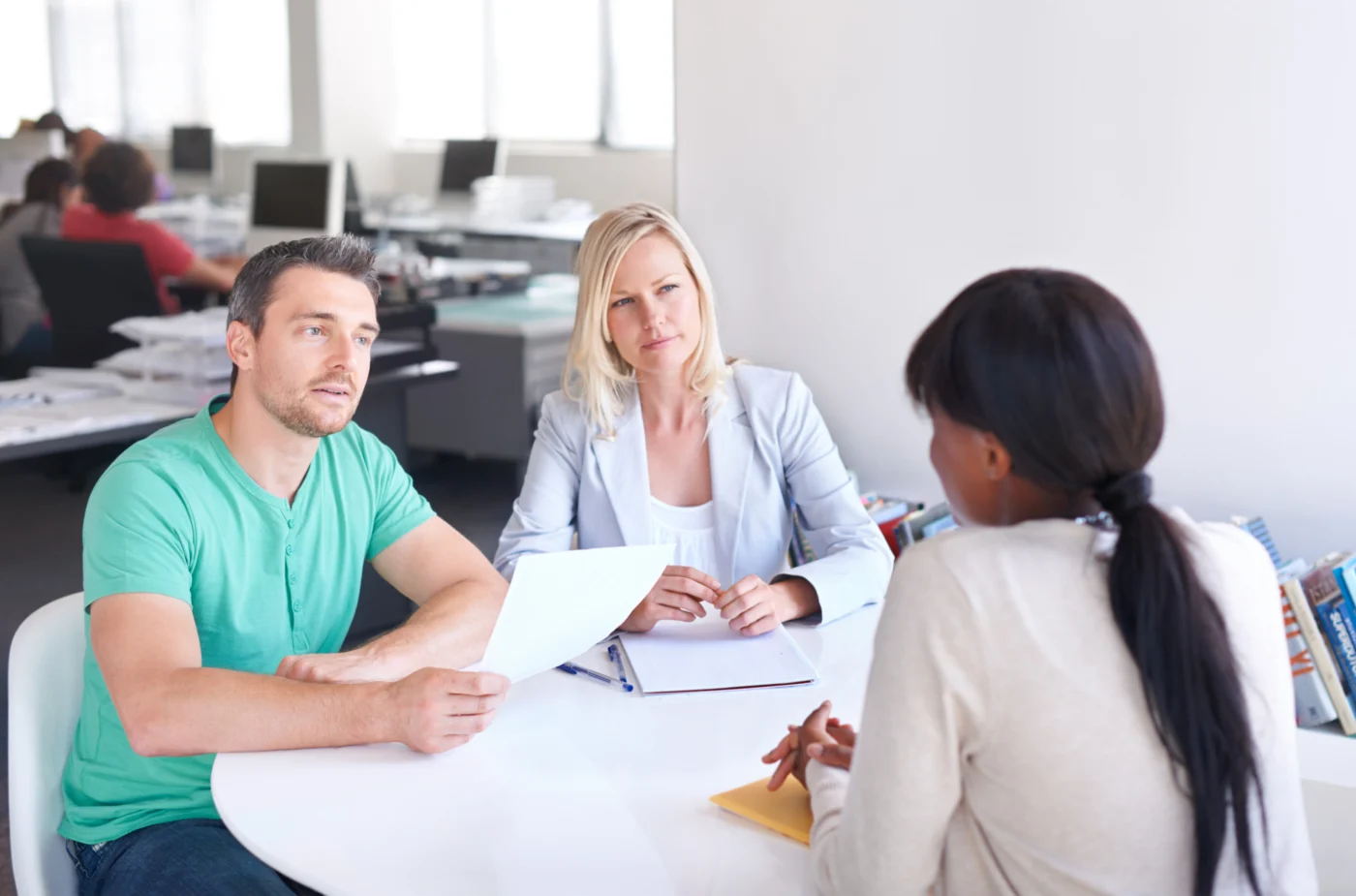 An employment specialist meeting a local employer