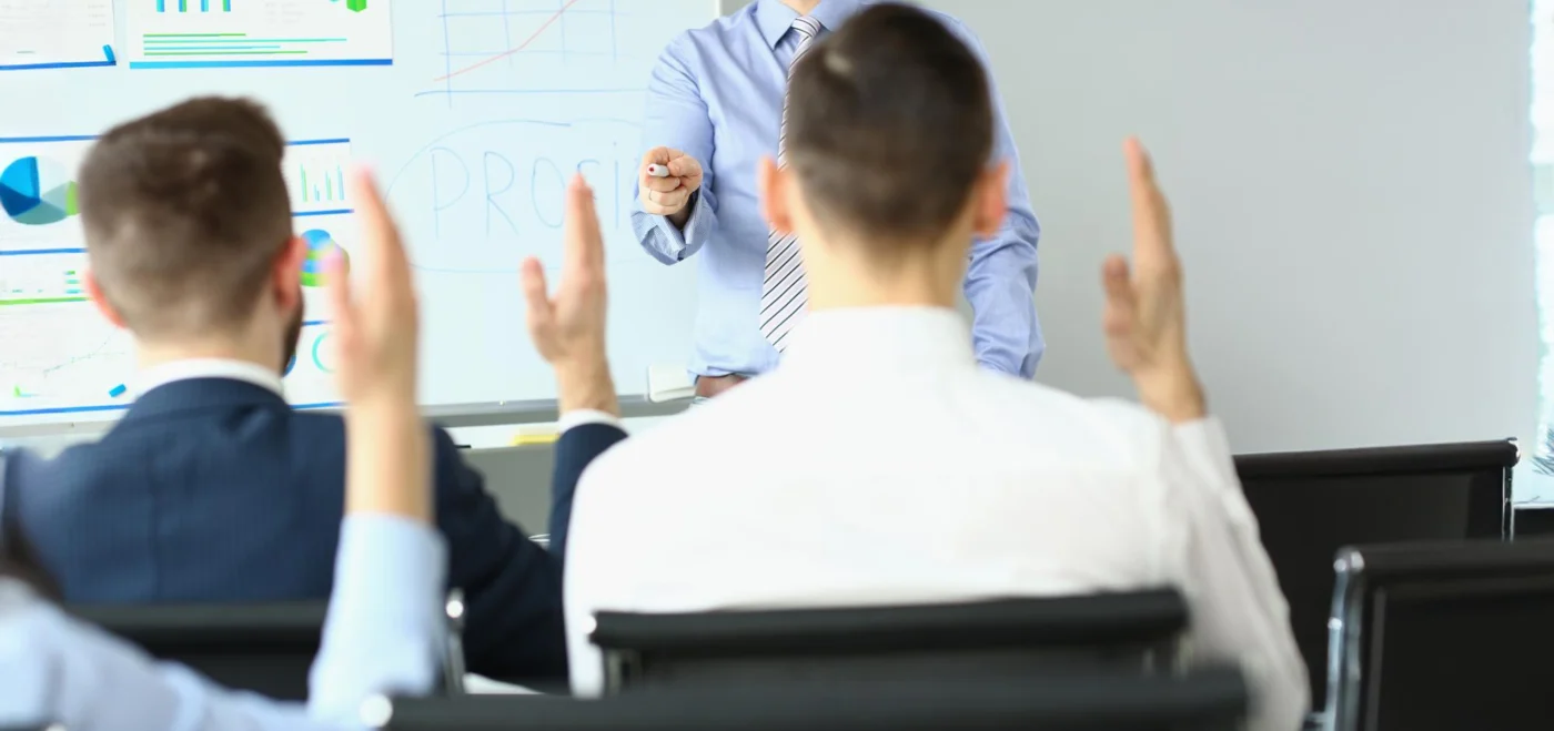 Business coach leading a team development and brainstorming session